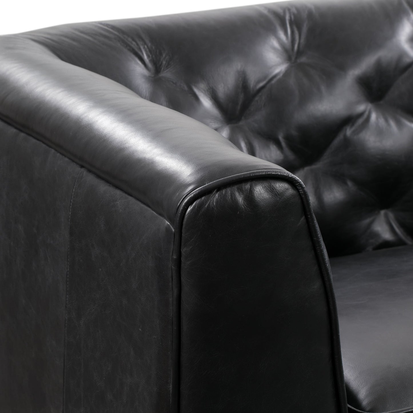 Canapé Poly &amp; Bark Essex 89 - Cuir italien véritable pleine fleur