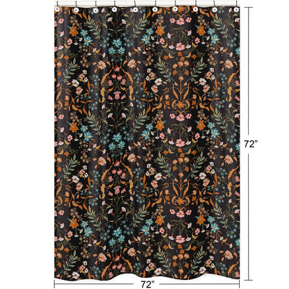 Sweet Jojo Designs Boho Wildflower Vintage Floral Girl Bathroom Fabric Bath Shower Curtain Botanical Garden Bohemian Farmhouse