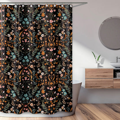 Sweet Jojo Designs Boho Wildflower Vintage Floral Girl Bathroom Fabric Bath Shower Curtain Botanical Garden Bohemian Farmhouse