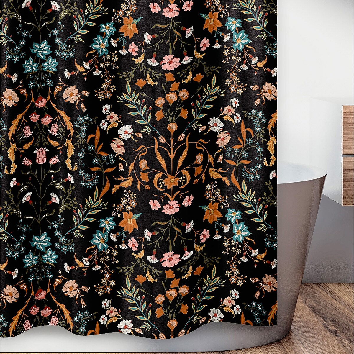 Sweet Jojo Designs Boho Wildflower Vintage Floral Girl Bathroom Fabric Bath Shower Curtain Botanical Garden Bohemian Farmhouse