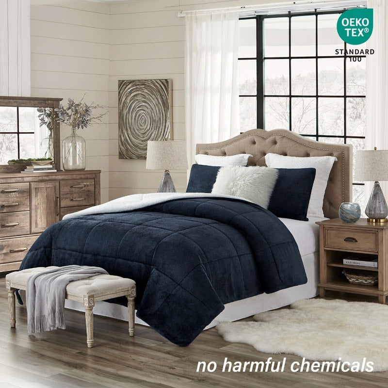 Swift Home Luxurious Reversible High Pile Plush and Sherpa Comforter Set