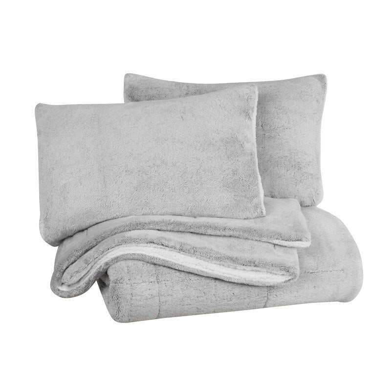 Swift Home Luxurious Reversible High Pile Plush and Sherpa Comforter Set