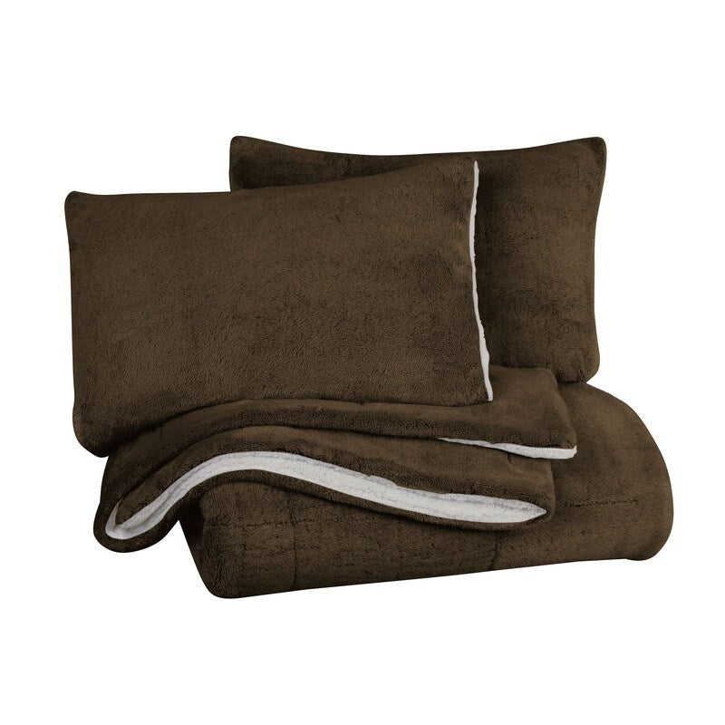 Swift Home Luxurious Reversible High Pile Plush and Sherpa Comforter Set