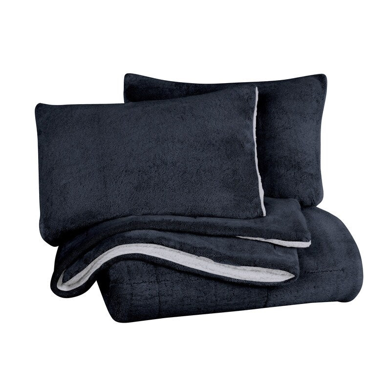 Swift Home Luxurious Reversible High Pile Plush and Sherpa Comforter Set
