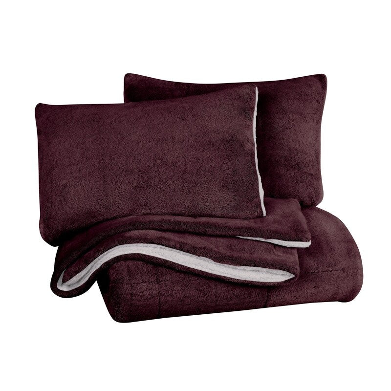 Swift Home Luxurious Reversible High Pile Plush and Sherpa Comforter Set