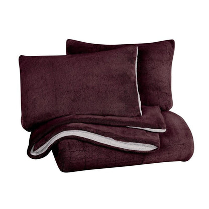 Swift Home Luxurious Reversible High Pile Plush and Sherpa Comforter Set
