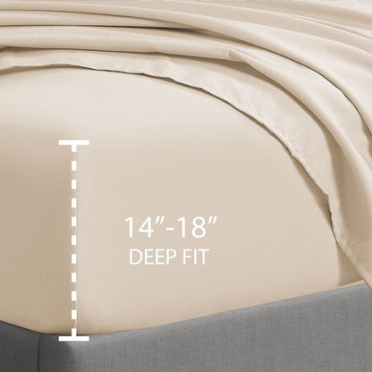 Swift Home Double Brushed Microfiber 16-Inch Deep Pocket Single Fitted Sheet