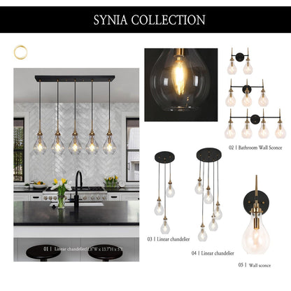Synia Modern 5-Light Cluster Teardrop Glass Chandelier Stair Entryway Pendant Light for High Ceiling - D15'' x H18.2-74.2''