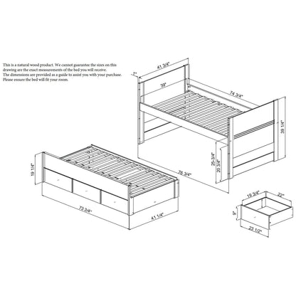 Taylor & Olive Begonia Twin Bed with Twin Trundle & 3 Built in Drawers