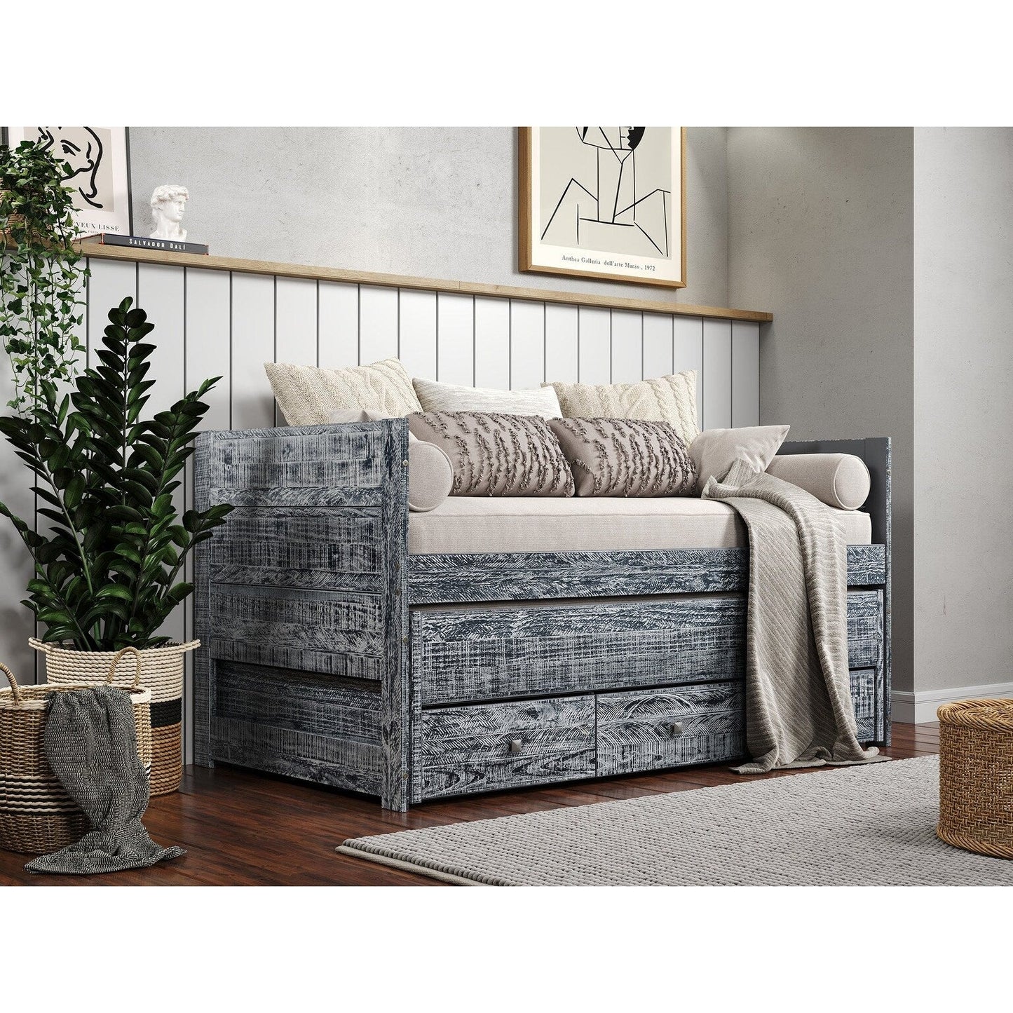 Taylor & Olive Begonia Twin Bed with Twin Trundle & 3 Built in Drawers