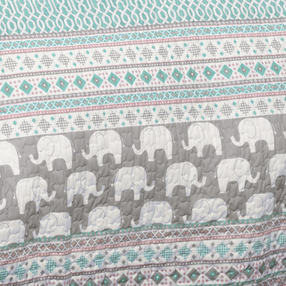 Taylor & Olive Ever-Tru Elephant Stripe 5-piece Quilt Set
