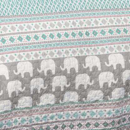 Taylor & Olive Ever-Tru Elephant Stripe 5-piece Quilt Set