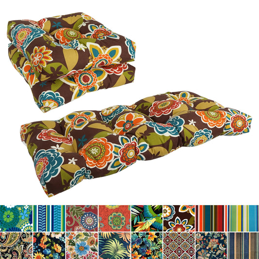 Tufted Indoor/Outdoor Settee Cushion Set (Set of 3) - 19 x 19/19 x 42