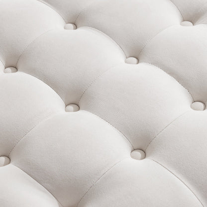 Tufted Large Round Storage Ottoman Footrest Beige/ Grey/ Blue