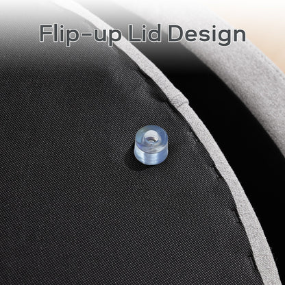 Tufted Large Round Storage Ottoman Footrest Beige/ Grey/ Blue