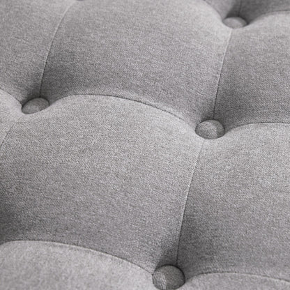 Tufted Large Round Storage Ottoman Footrest Beige/ Grey/ Blue