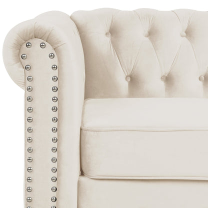 Canapé Chesterfield rembourré en velours Morden Fort avec tête de clou et pieds solides pour le salon