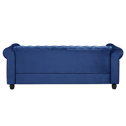 Canapé Chesterfield rembourré en velours Morden Fort avec tête de clou et pieds solides pour le salon