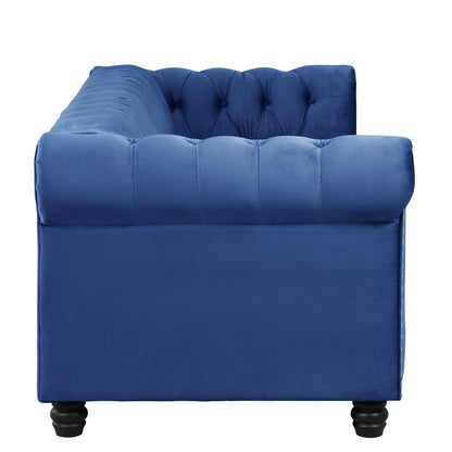 Canapé Chesterfield rembourré en velours Morden Fort avec tête de clou et pieds solides pour le salon