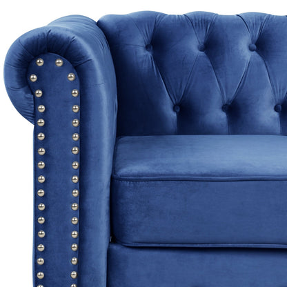 Canapé Chesterfield rembourré en velours Morden Fort avec tête de clou et pieds solides pour le salon