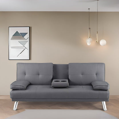 Collection ultime de canapés futons : canapé futon avec accoudoirs et porte-gobelets, canapé capitonné à boutons avec pieds en bois