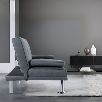 Collection ultime de canapés futons : canapé futon avec accoudoirs et porte-gobelets, canapé capitonné à boutons avec pieds en bois