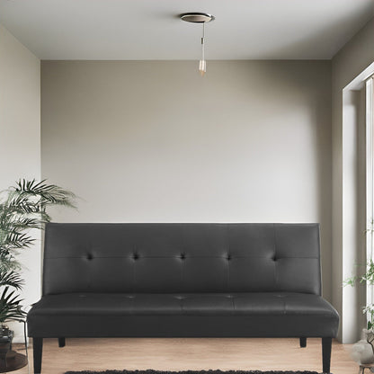 Collection ultime de canapés futons : canapé futon avec accoudoirs et porte-gobelets, canapé capitonné à boutons avec pieds en bois