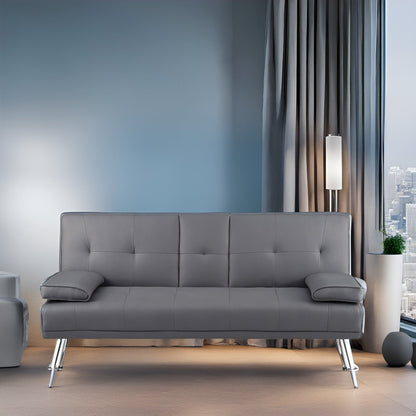 Collection ultime de canapés futons : canapé futon avec accoudoirs et porte-gobelets, canapé capitonné à boutons avec pieds en bois