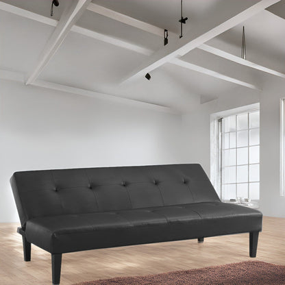 Collection ultime de canapés futons : canapé futon avec accoudoirs et porte-gobelets, canapé capitonné à boutons avec pieds en bois