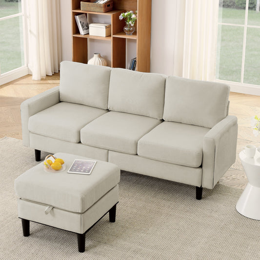 Canapé sectionnel rembourré avec pouf