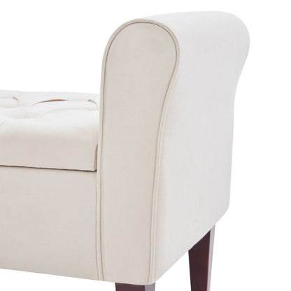 Upholstered Storage Bench Arm Bench Entryway Bench with Tufted Flip Top 50.4 Inches