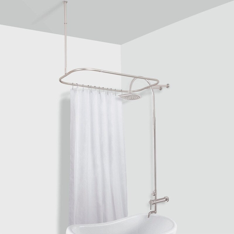 Utopia Alley Rustproof Aluminum Hoop Shower Rod With Ceiling Support for Clawfoot Tub, 46 * 22 in