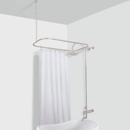 Utopia Alley Rustproof Aluminum Hoop Shower Rod With Ceiling Support for Clawfoot Tub, 46 * 22 in
