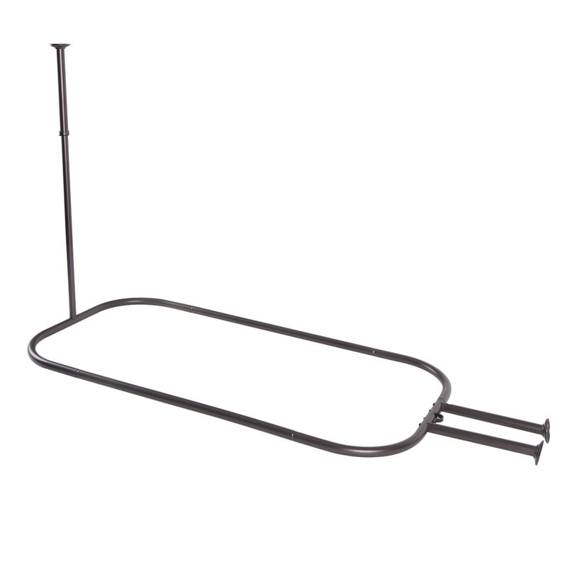 Utopia Alley Rustproof Aluminum Hoop Shower Rod With Ceiling Support for Clawfoot Tub, 46 * 22 in