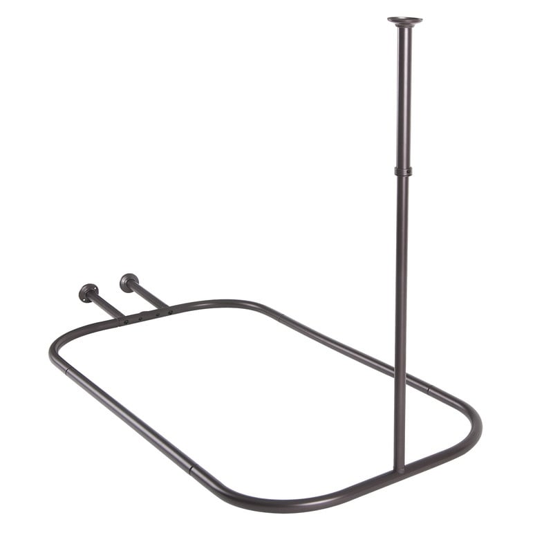 Utopia Alley Rustproof Aluminum Hoop Shower Rod With Ceiling Support for Clawfoot Tub, 46 * 22 in