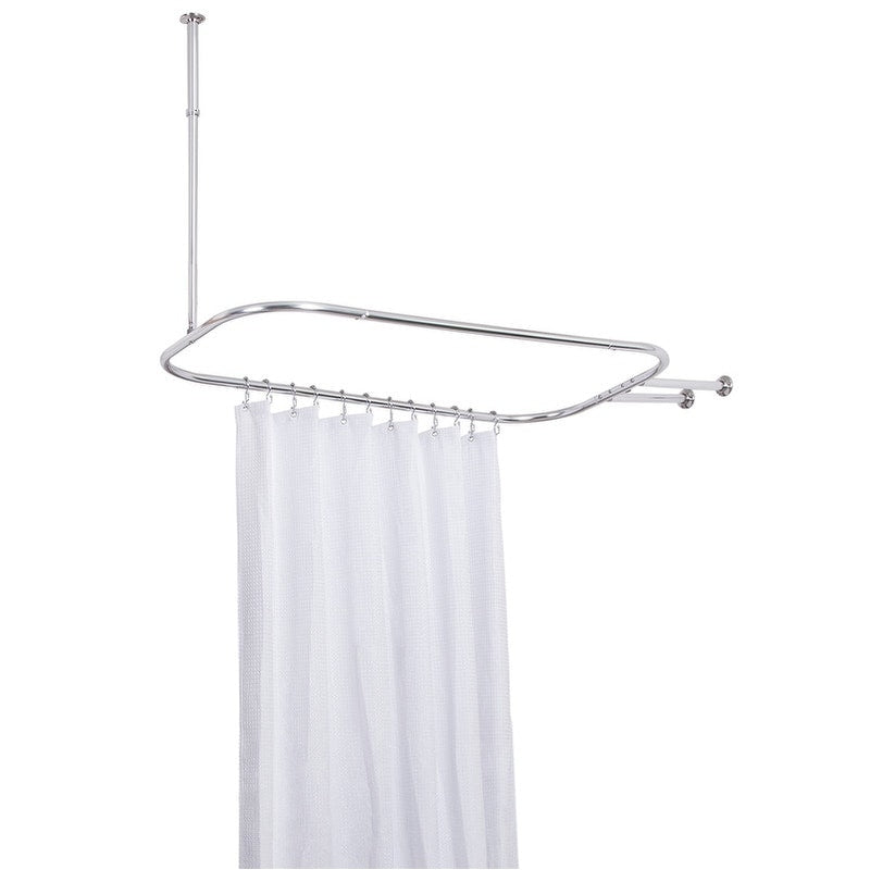 Utopia Alley Rustproof Aluminum Hoop Shower Rod With Ceiling Support for Clawfoot Tub, 46 * 22 in