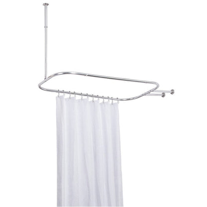Utopia Alley Rustproof Aluminum Hoop Shower Rod With Ceiling Support for Clawfoot Tub, 46 * 22 in