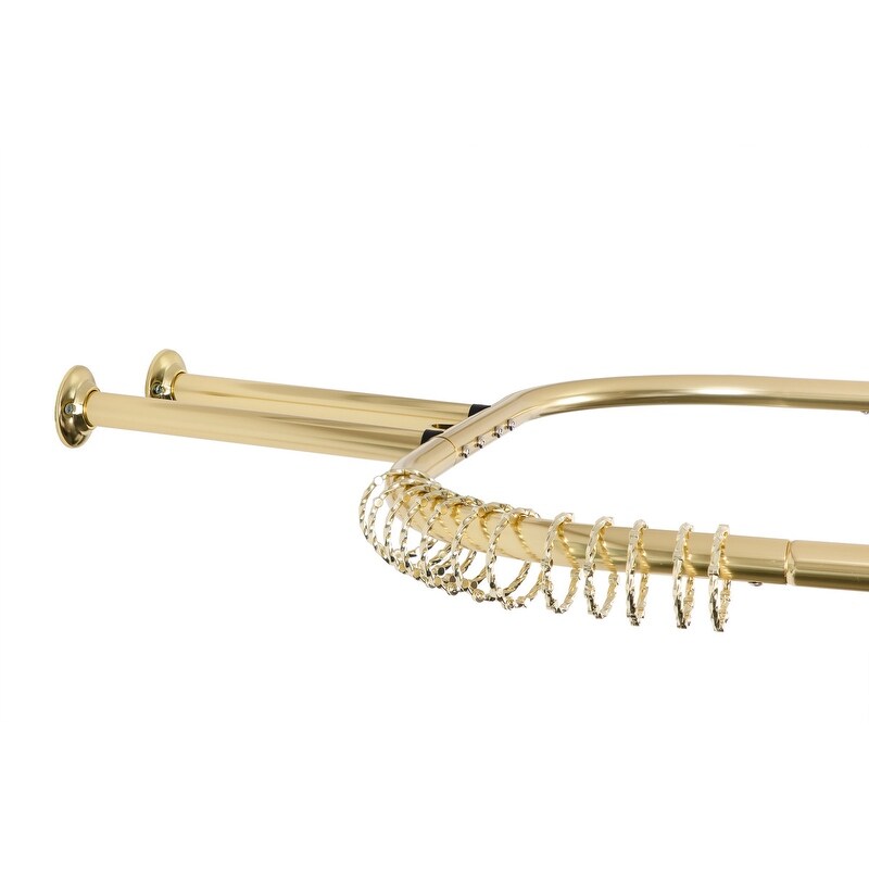 Utopia Alley Rustproof Aluminum Hoop Shower Rod With Ceiling Support for Clawfoot Tub, 46 * 22 in