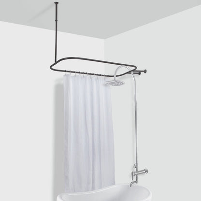 Utopia Alley Rustproof Aluminum Hoop Shower Rod With Ceiling Support for Clawfoot Tub, 46 * 22 in
