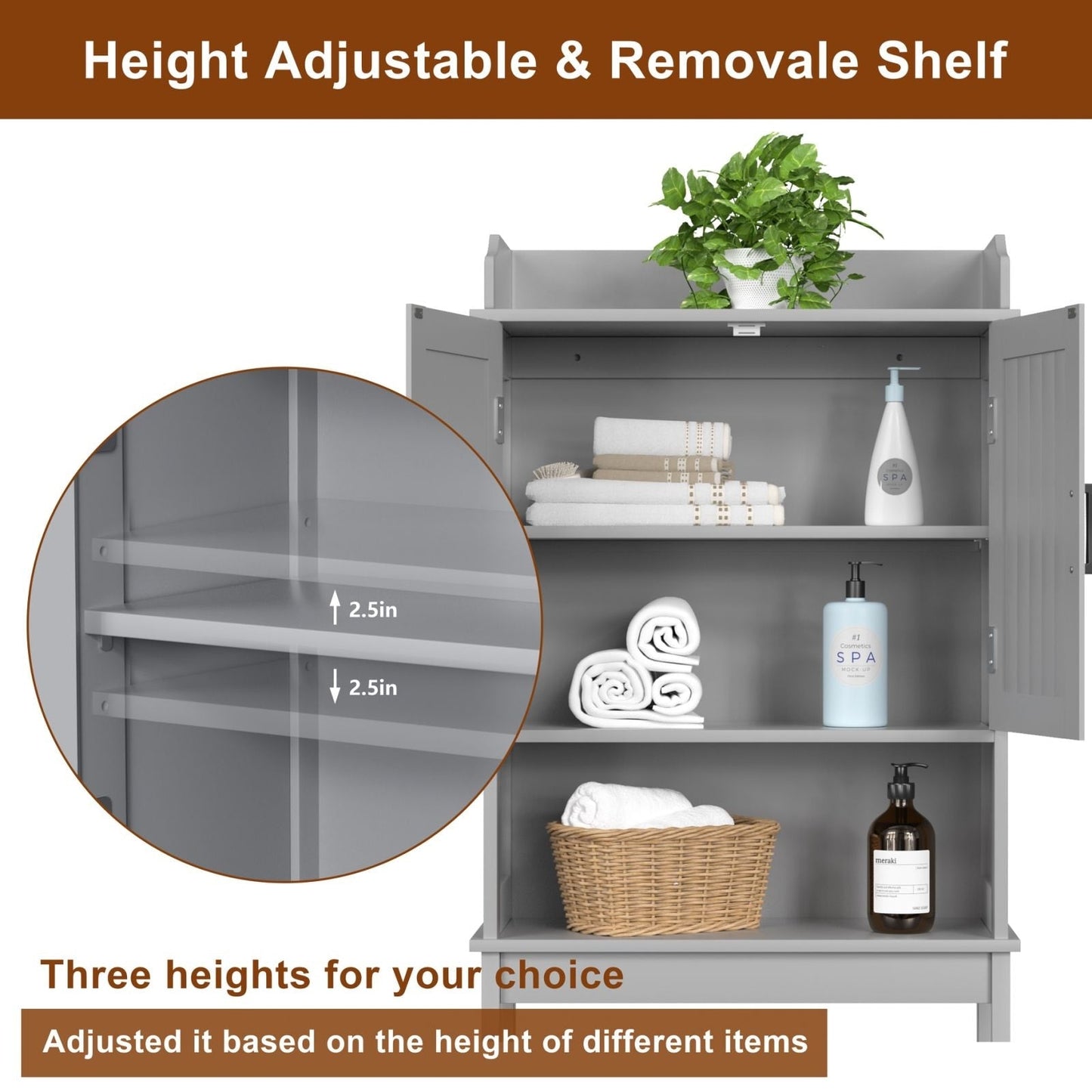VEIKOUS Bathroom Over The Toilet Storage Cabinet Organizer With Doors and Shelves