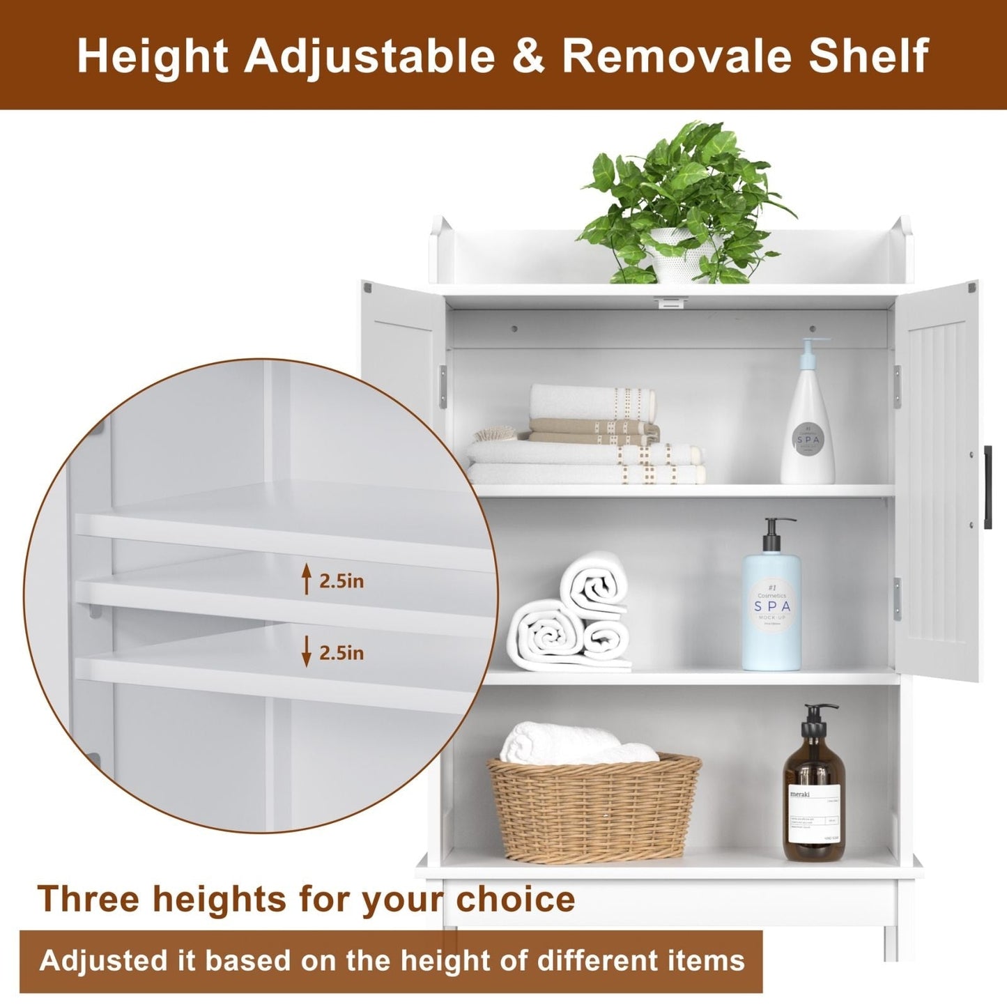 VEIKOUS Bathroom Over The Toilet Storage Cabinet Organizer With Doors and Shelves