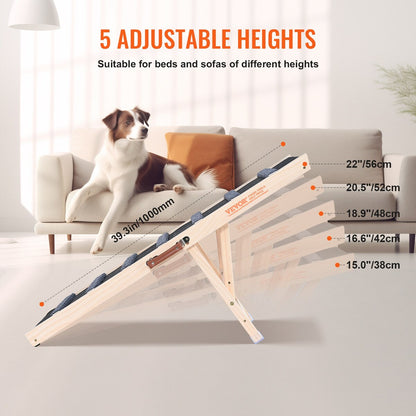 VEVOR Dog Ramp,Folding Pet Ramp for Bed,Adjustable Dog Ramp for Adjustable,Suitable for Couch,Sofa,Car