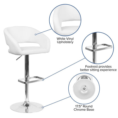 Modern Upholstered Adjustable-Height Barstool with Rounded Back