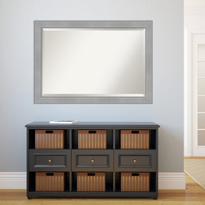 Beveled Bathroom Wall Mirror - Vista Brushed Nickel Frame