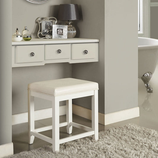 Crosley Vista Vanity Stool in White - 17.5 W x 15.75 D x 19.25 H