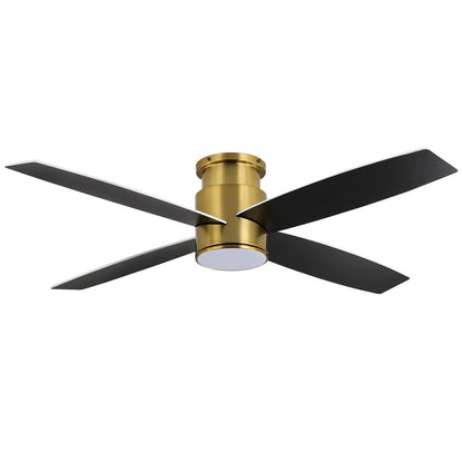 WINGBO 44/52 Inch Flush Mount DC Ceiling Fan with Lights and Remote, 4 Reversible Blades