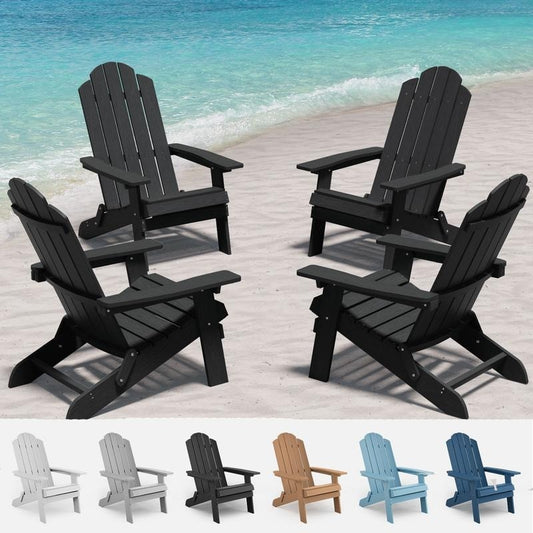 WINSOON All Weather HIPS Outdoor Folding Adirondack Chairs Outdoor Chairs Set of 4