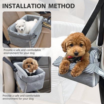 WOWMAX Small Dog Car Seat for Center Console Pet Booster Seat for Car Cat Carrier