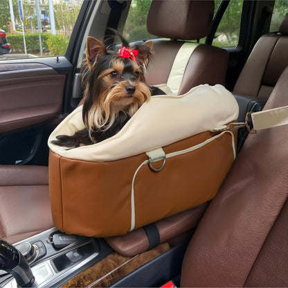 WOWMAX Small Dog Car Seat for Center Console Pet Booster Seat for Car Cat Carrier