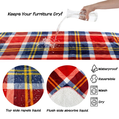 Waterproof Blanket for Dogs and Cats - Reversible Throw for Couch, Bed, or Car